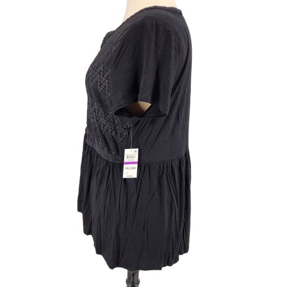 SALE Style & Co Spring Awakens Lace Bodice Top in Deep Black Size XXL - Picture 3 of 5